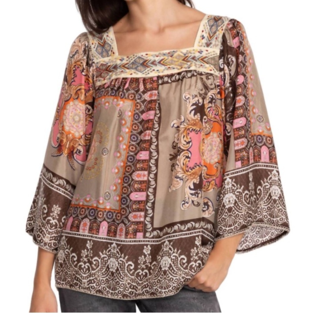 Johnny Was  Flora Silk blouse